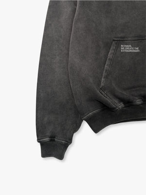 Hoodie Oversize Washed Black | ANGEL IN CHAOS