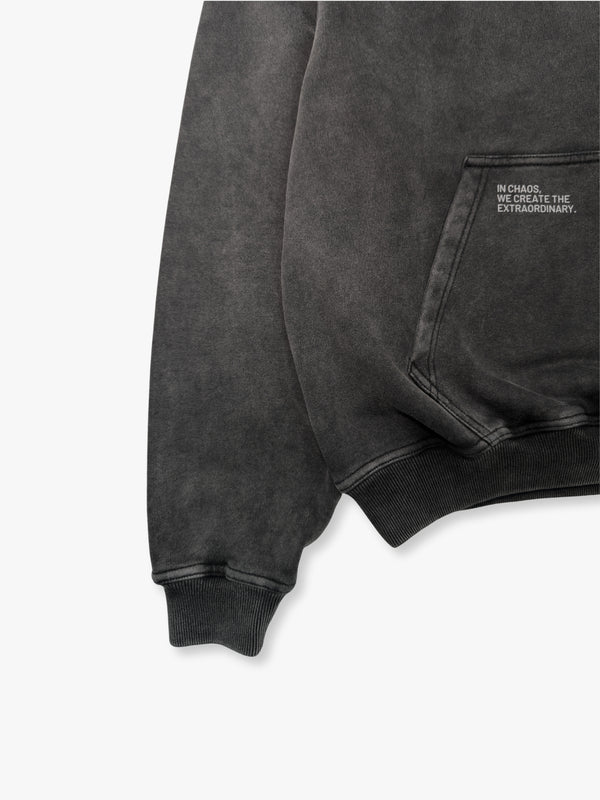 Hoodie Oversize Washed Black | ANGEL IN CHAOS