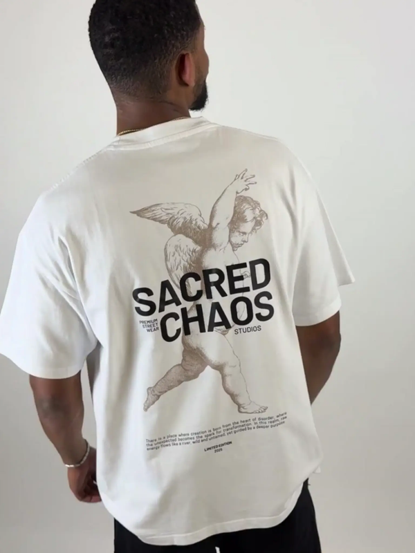 T-Shirt Oversize Optical White | ANGEL IN CHAOS SACRED CHAOS