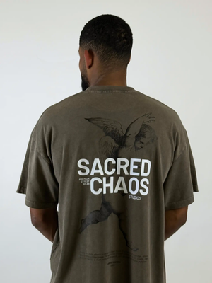 T-Shirt Oversize Whashed Coffee| ANGEL IN CHAOS SACRED CHAOS