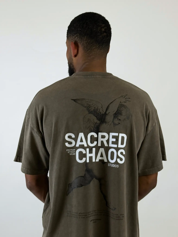 T-Shirt Oversize Whashed Coffee| ANGEL IN CHAOS SACRED CHAOS
